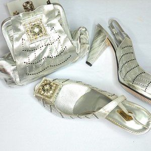 SILVER STATEMENT BROOCH S&B SET